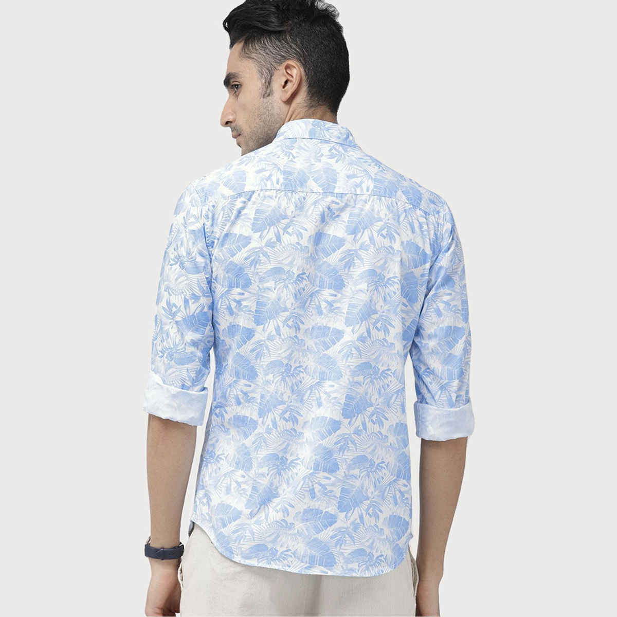 The Indian Garage Co Men's Slim Fit Abstract Print Casual Shirt | Blue - M