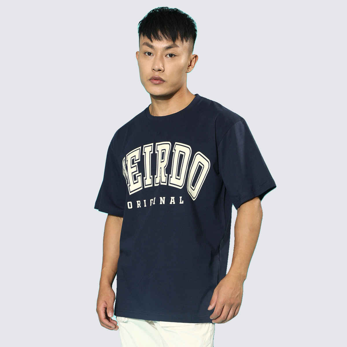 VEIRDO Men's Printed Oversized T-shirt | OS 100 VDORGNL NVY | Navy Blue - M