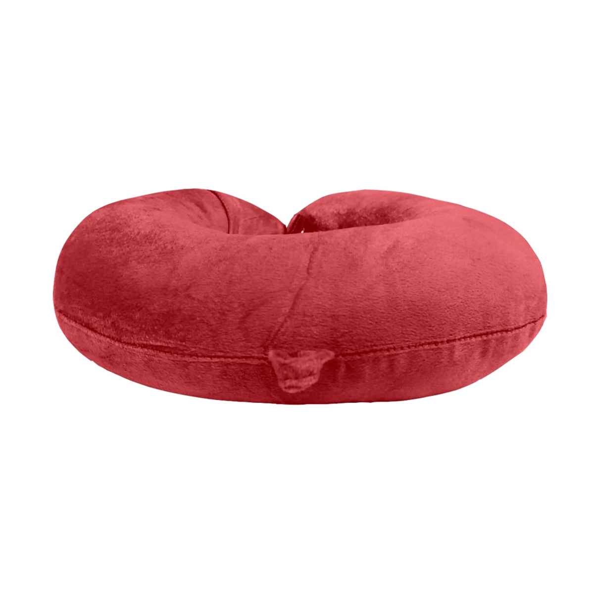 Billebon Unisex Fiber Neck Pillow with Eye Mask | Red - Free Size