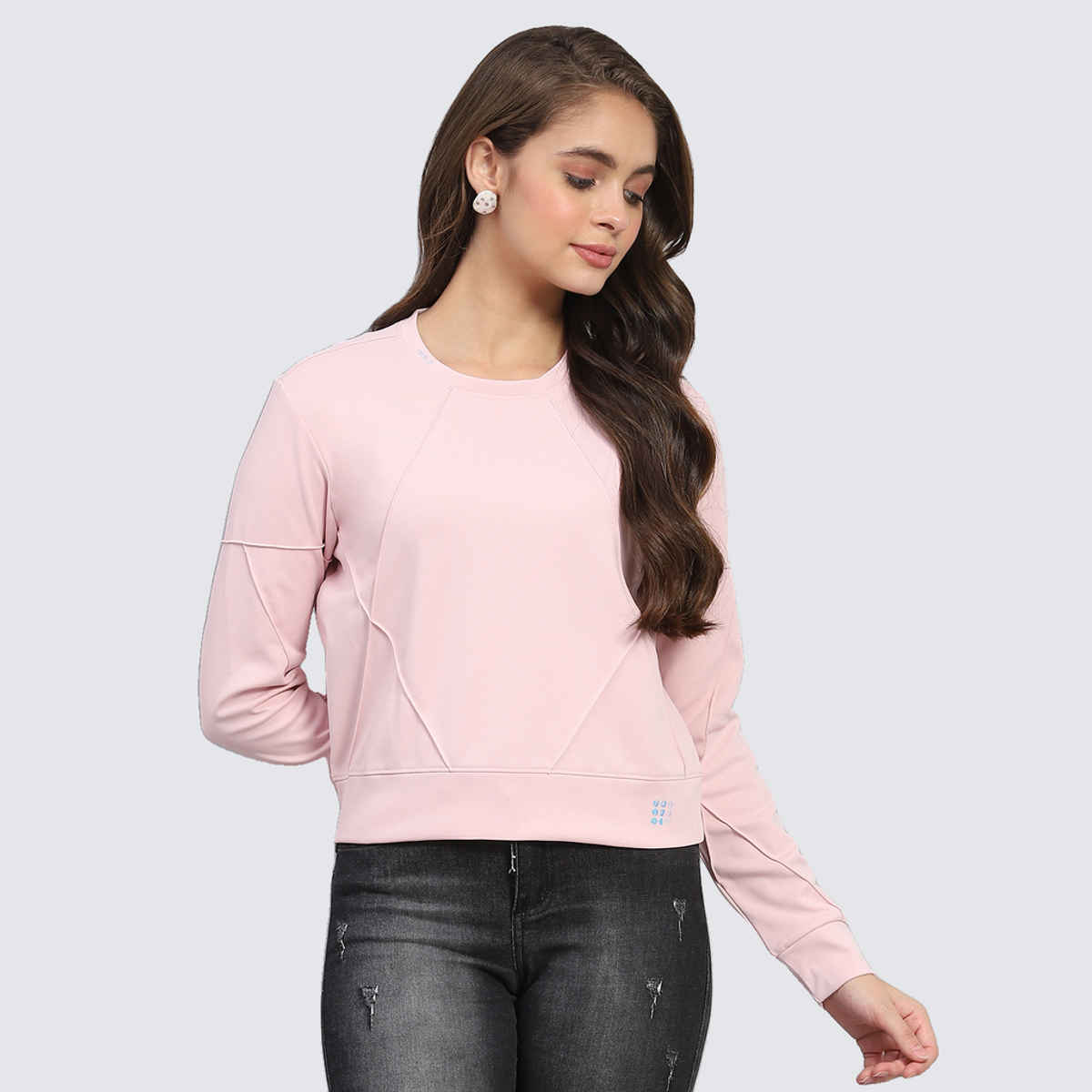 Rock.It By Monte Carlo Womens Pink Solid Round Neck Full Sleeve Sweatshirt | 2240102691-1-38 | L