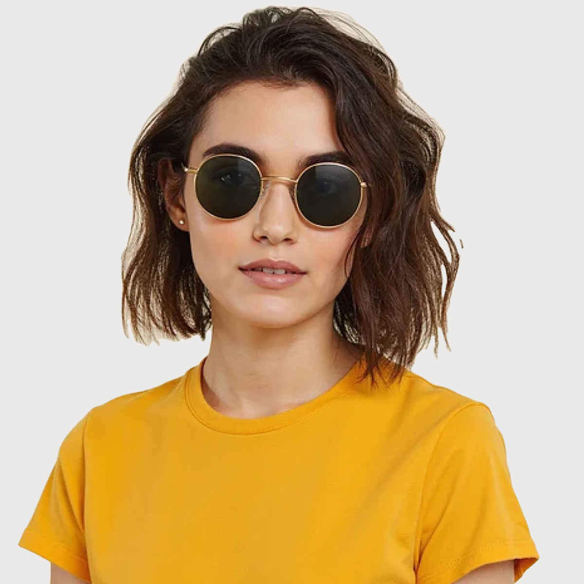 Vincent Chase By Lenskart Unisex Solid Metal Round Sunglasses | Gold - M