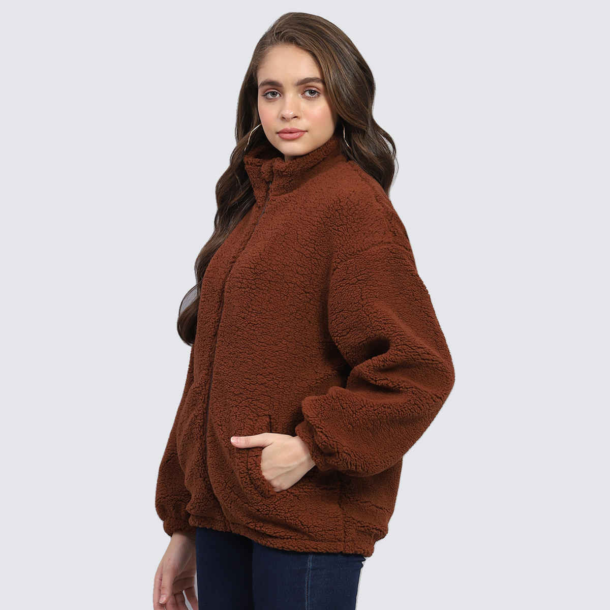 Rock.It By Monte Carlo Womens Rust Solid Mock Neck Full Sleeve Jacket | 2240102644-1-38 | L