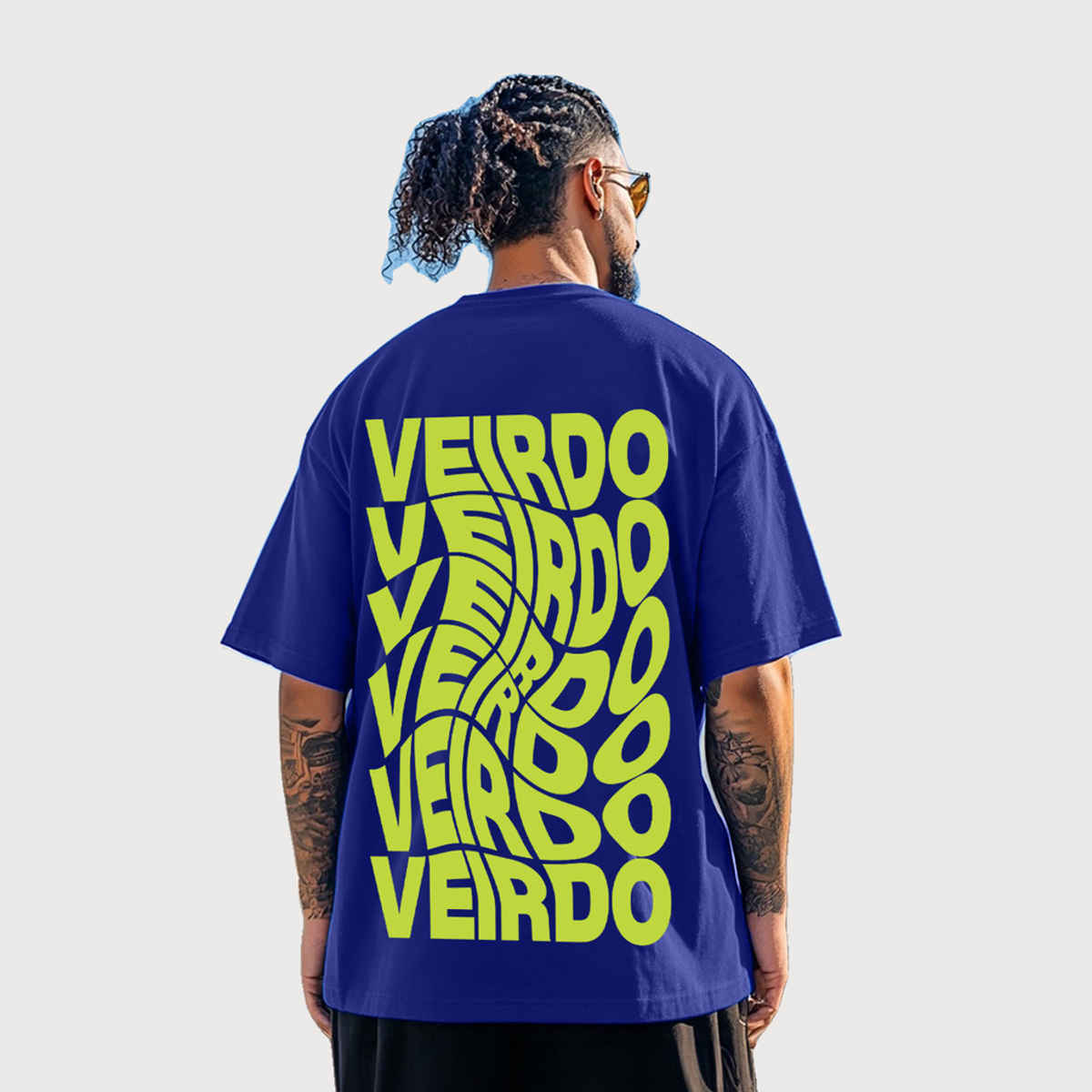 VEIRDO Men's Printed Oversized T-Shirt | UNI 100 OS VEIRDO RB | Royal Blue - S