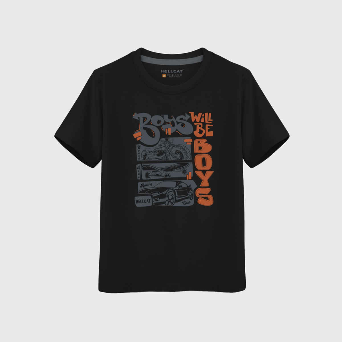 Hellcat Boy's Graphic Printed Round Neck Half Sleeve T-Shirt | Black | 15-16 Years