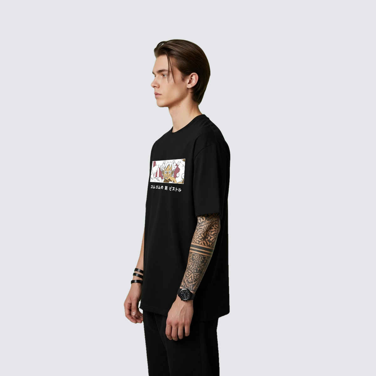 BENNY BROOKS Men's Round Neck half sleeve Oversized T-shirt |AA(ARN)BLACK133 | Black - M