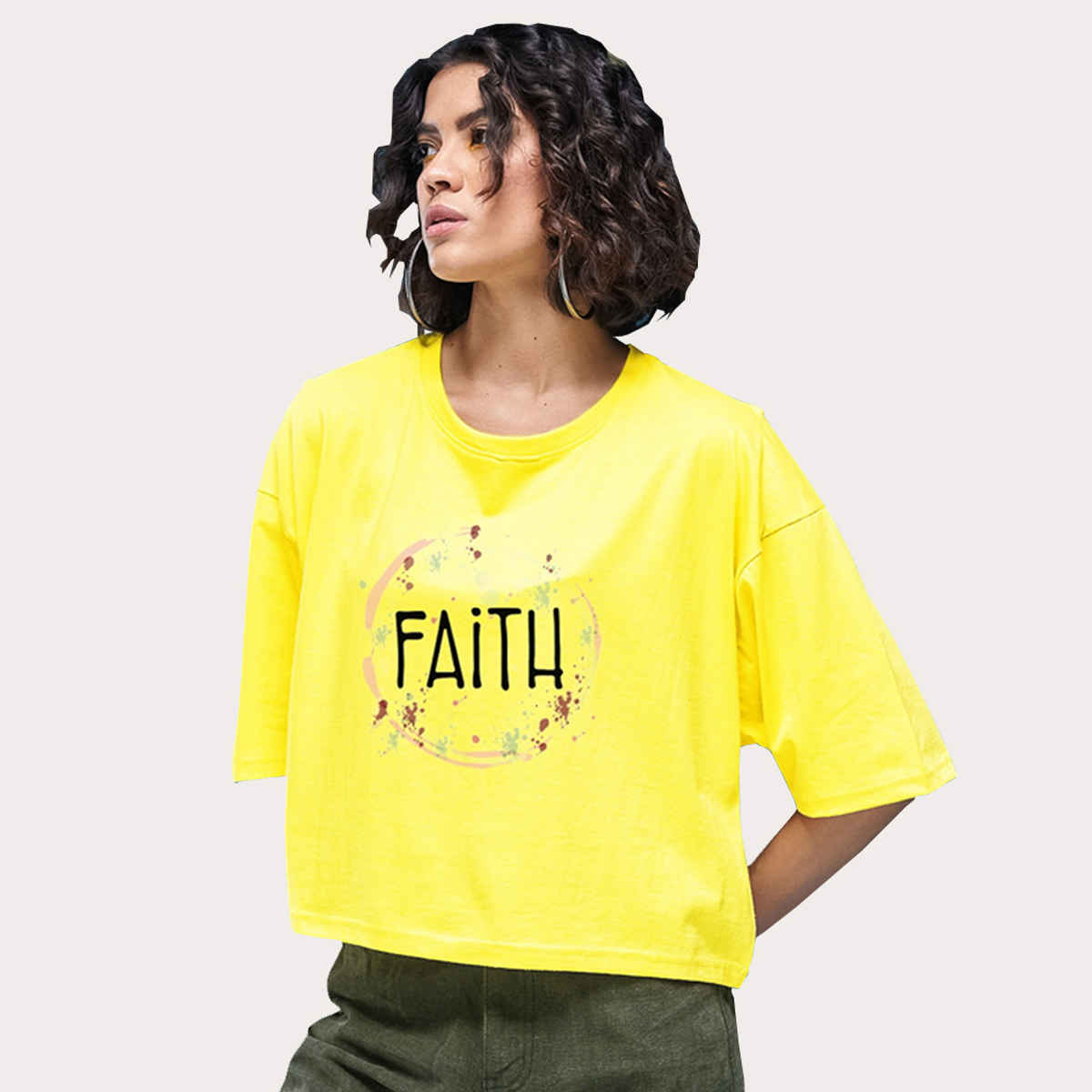 Smartees Womens Oversize Printed T-shirt | WW - Boxy - 3002 | Lemon - S