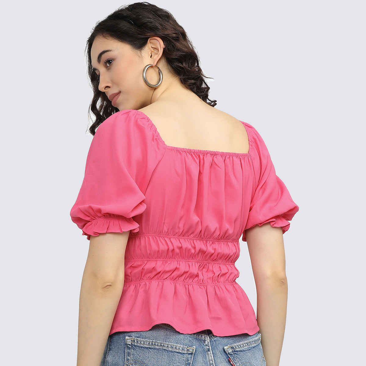 Tokyo Talkies Women's Solid Casual Top | Pink - L