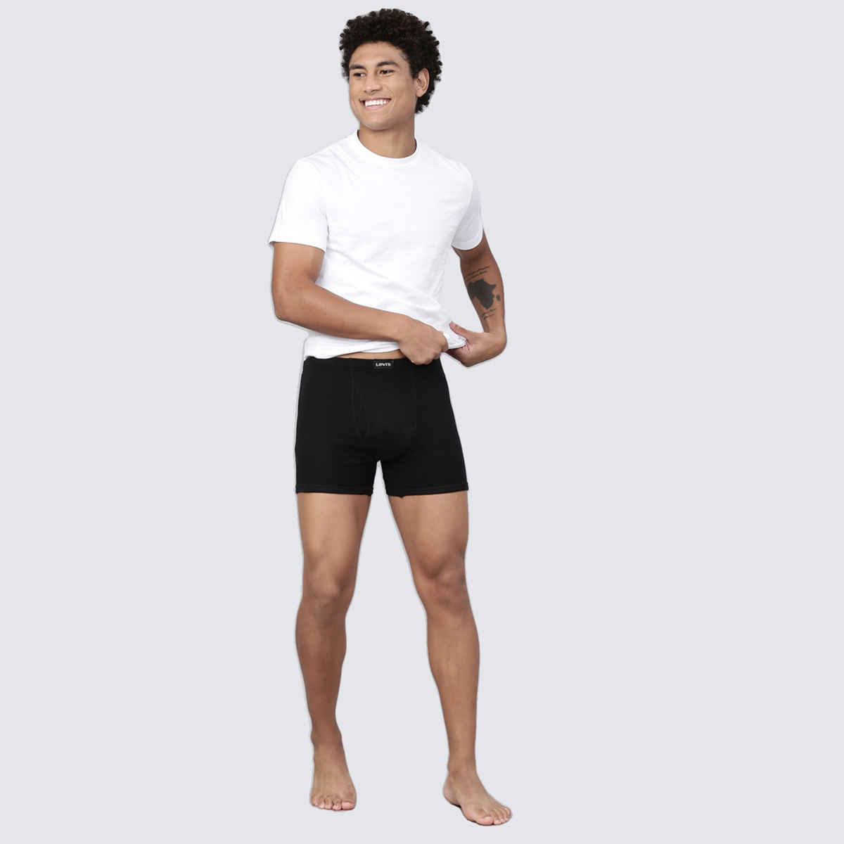Levi's 010 Men's Comfort Boxer Brief | Contoured Double Pouch | Pack of 2 | Lt. Grey Mel,Black | XL