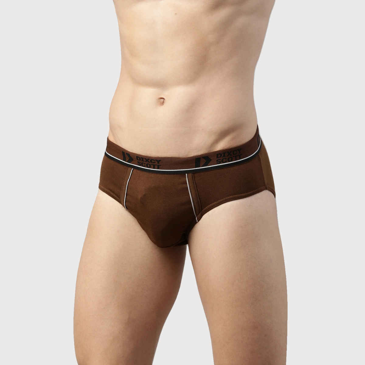 Dixcy Scott Men's Solid 100% Combed Cotton Mid Rise Outer Elastic Waistband Brief | Multicolour - M