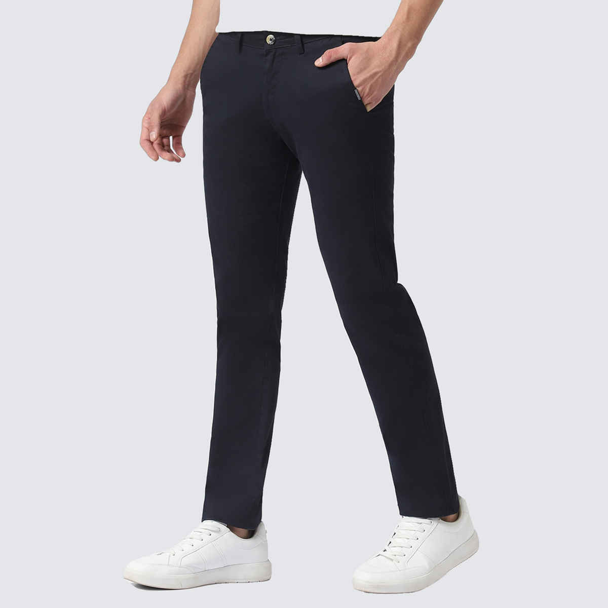 Urbano Fashion Men's Navy Blue Cotton Slim Fit Casual Chinos Trousers Stretch-30