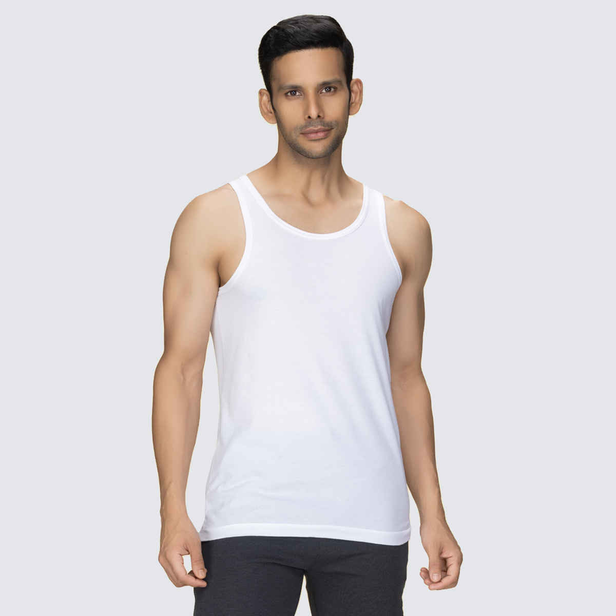 XYXX Men's Cotton Solid Polar White Vest| M