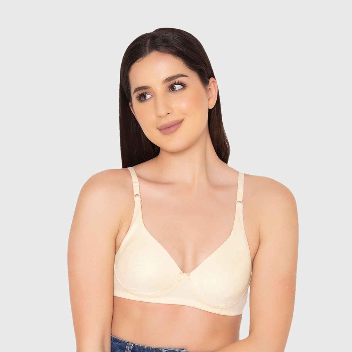 Clovia Non-Padded Non-Wired Full Coverage T-Shirt Bra - Beige, Light Pink | 36D