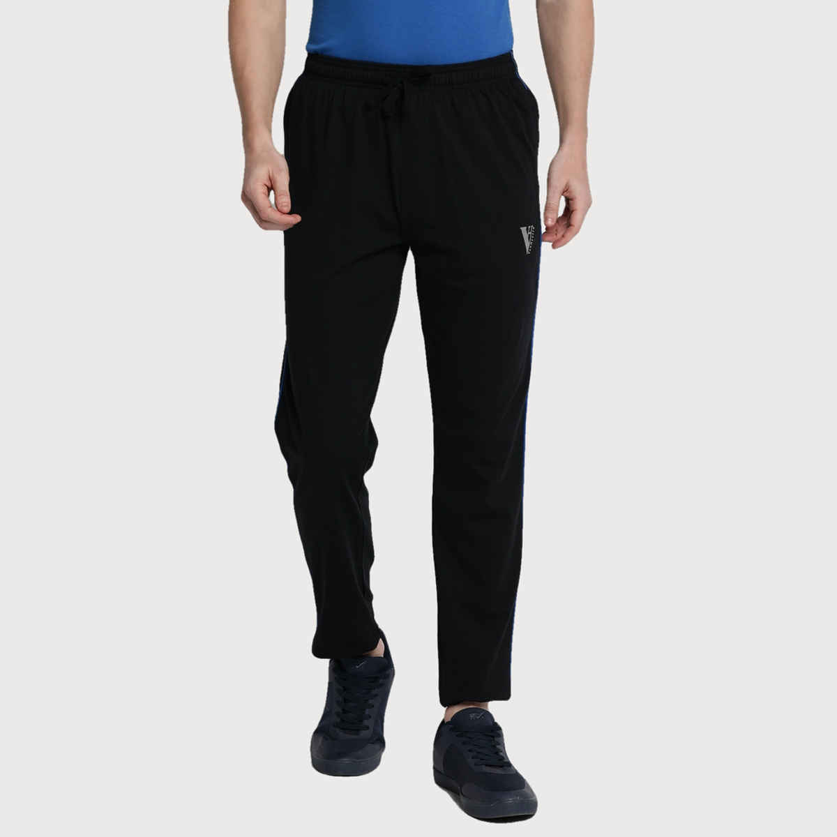 Van Heusen Athleisure Men |Black Solid Smart Tech Easy Stain Release Track pant |L