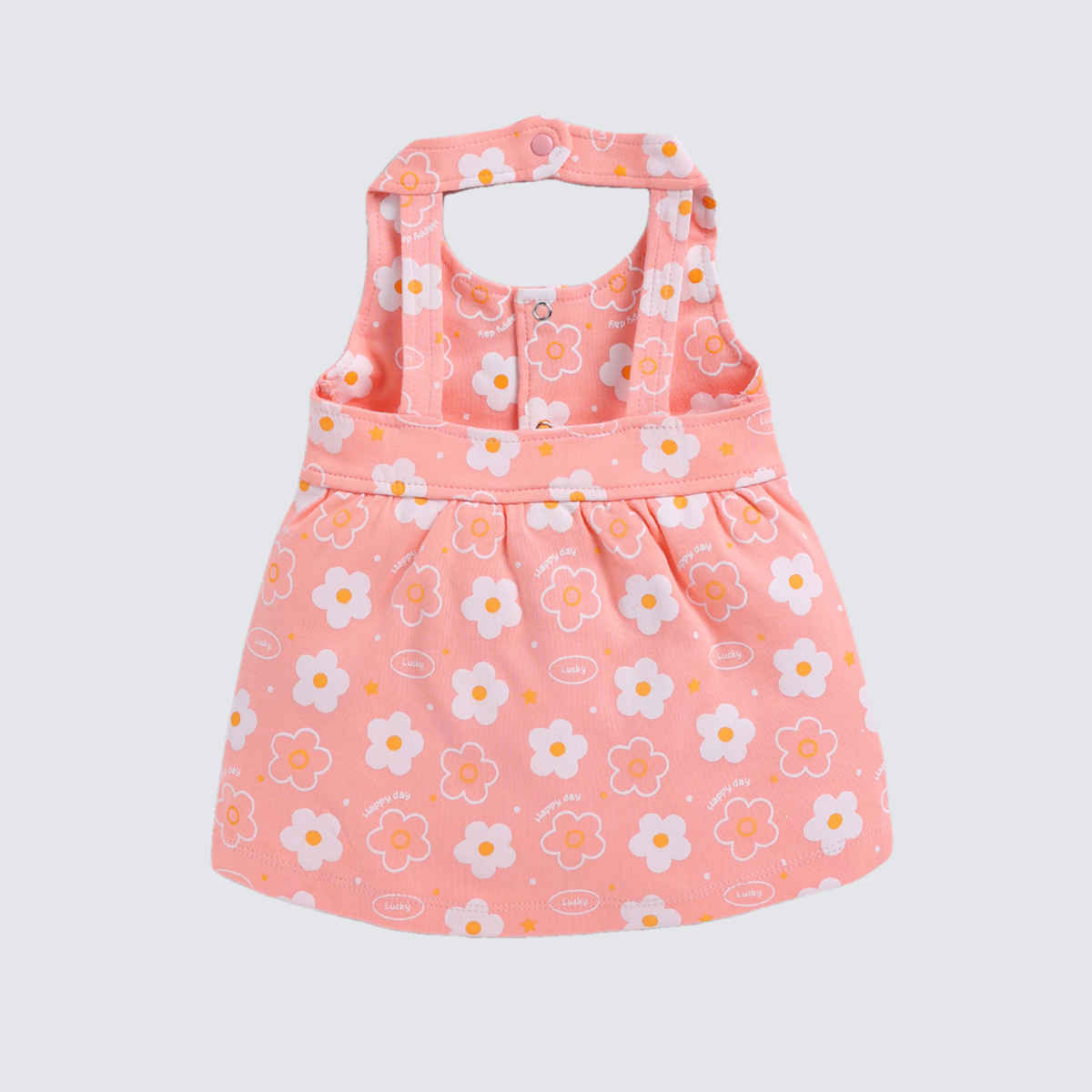 Mom's Love Girls' Printed Cotton Dresses | Peach | 06 - 09 months