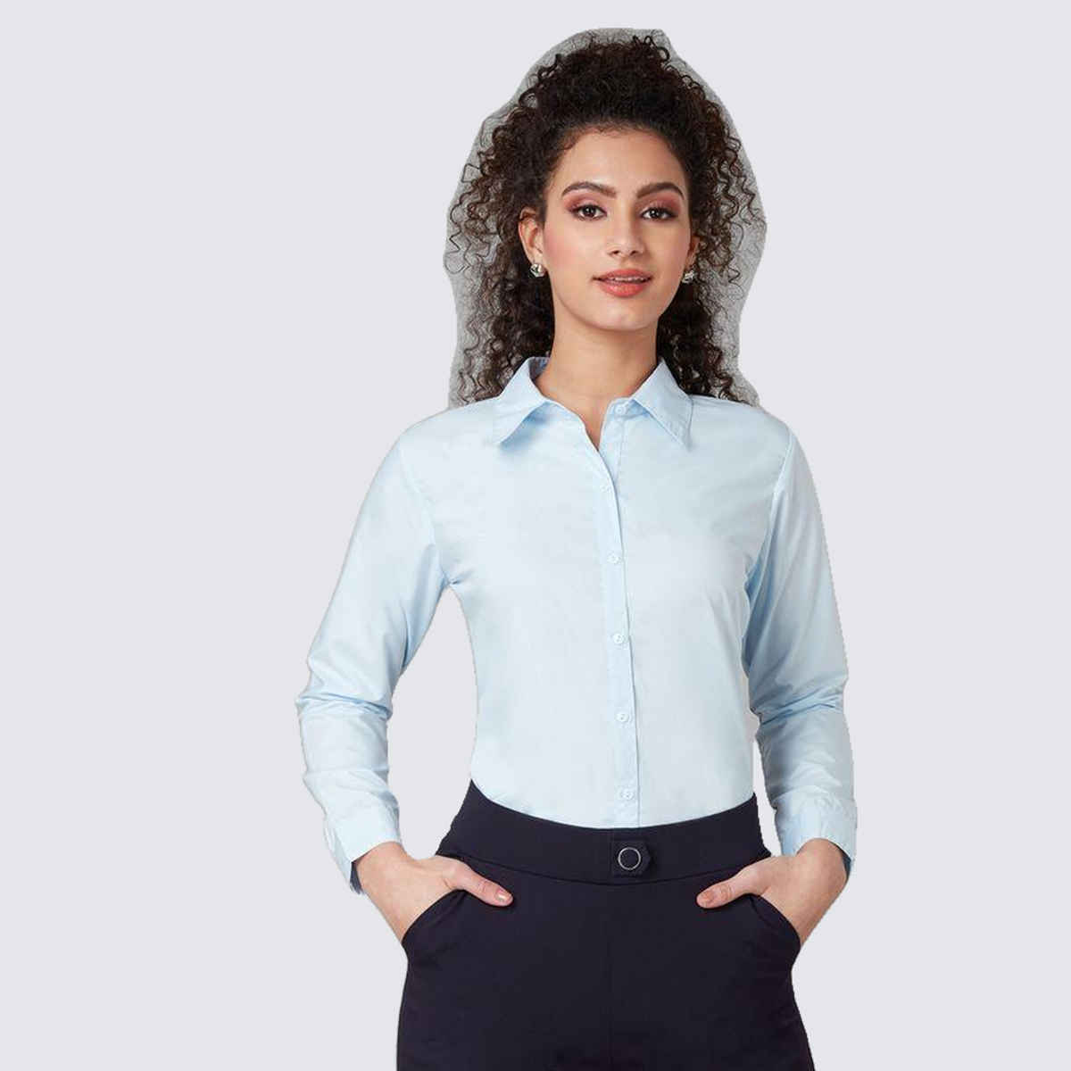 Style Quotient Women Blue Formal Shirt-L