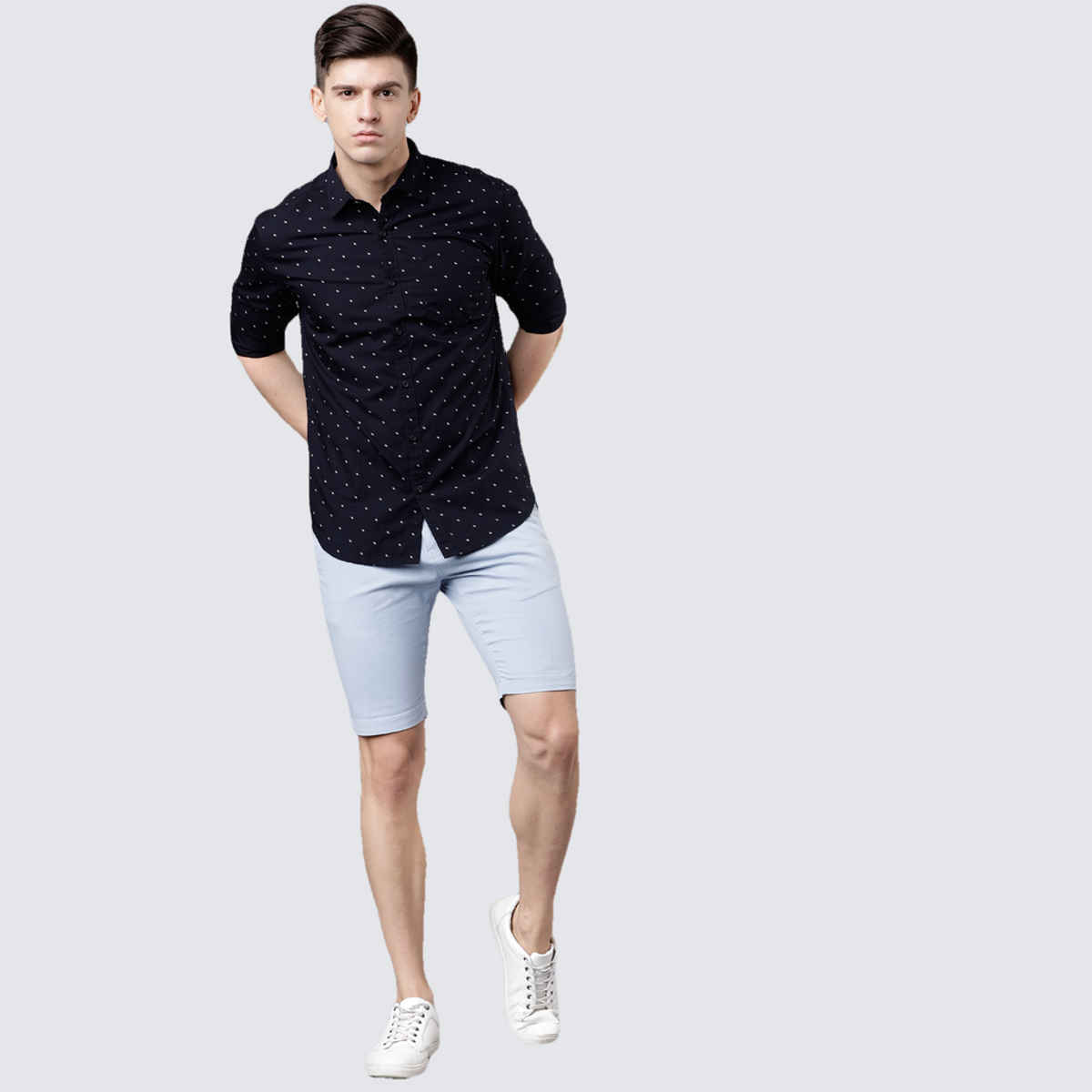 HIGHLANDER Men's Slim Fit Chino Shorts | Ice Blue - 34