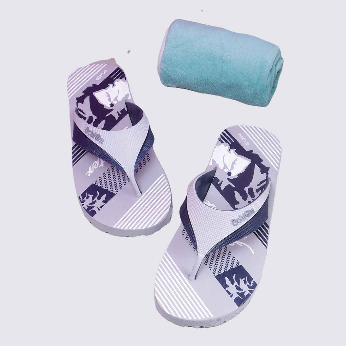 Action Men's Gfl-2538 Slippers | Evening Walk | Bathroom | Room Slippers | Light Grey and Bue - UK 6