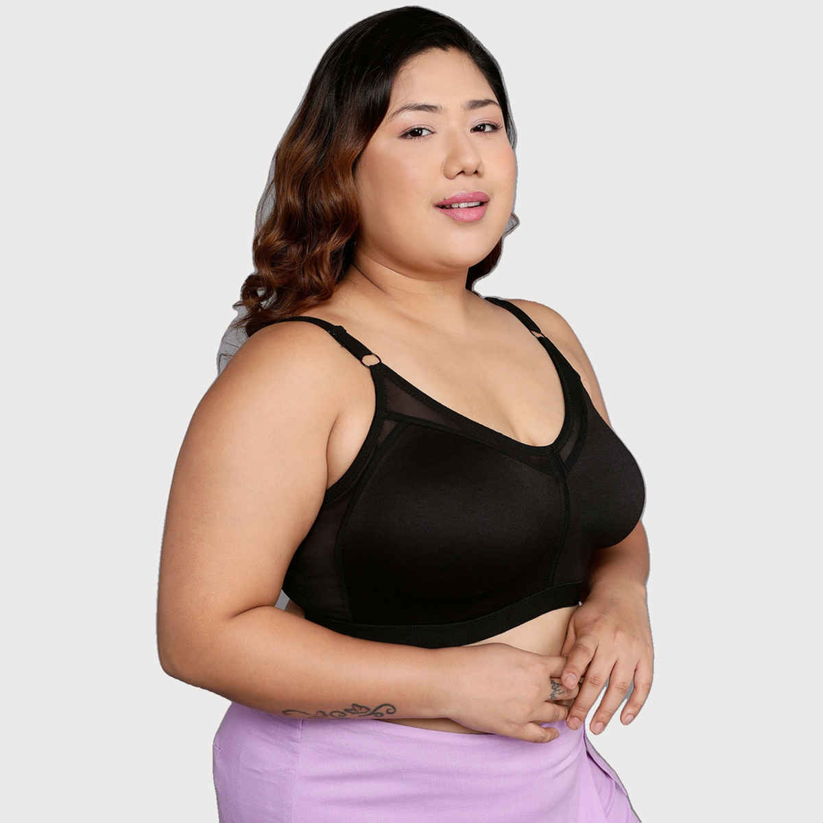 Clovia Women Non-Padded Non-Wired Spacer Cup Full Figure Bra - Cotton Rich | Black | 34C