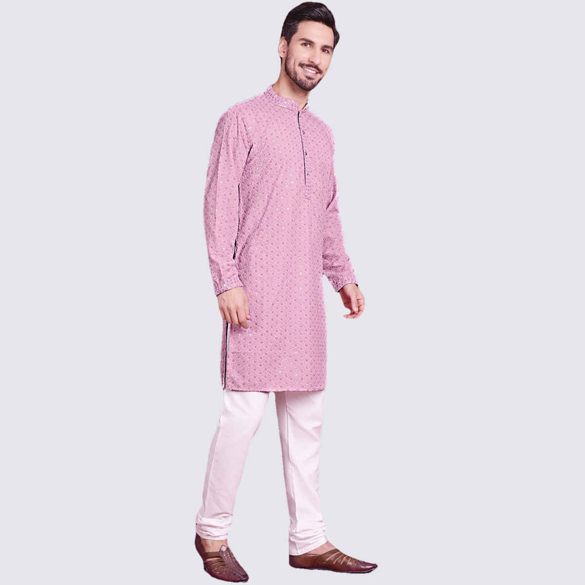 Jompers Men Kurta Only Ko 678Light-Purple XXL