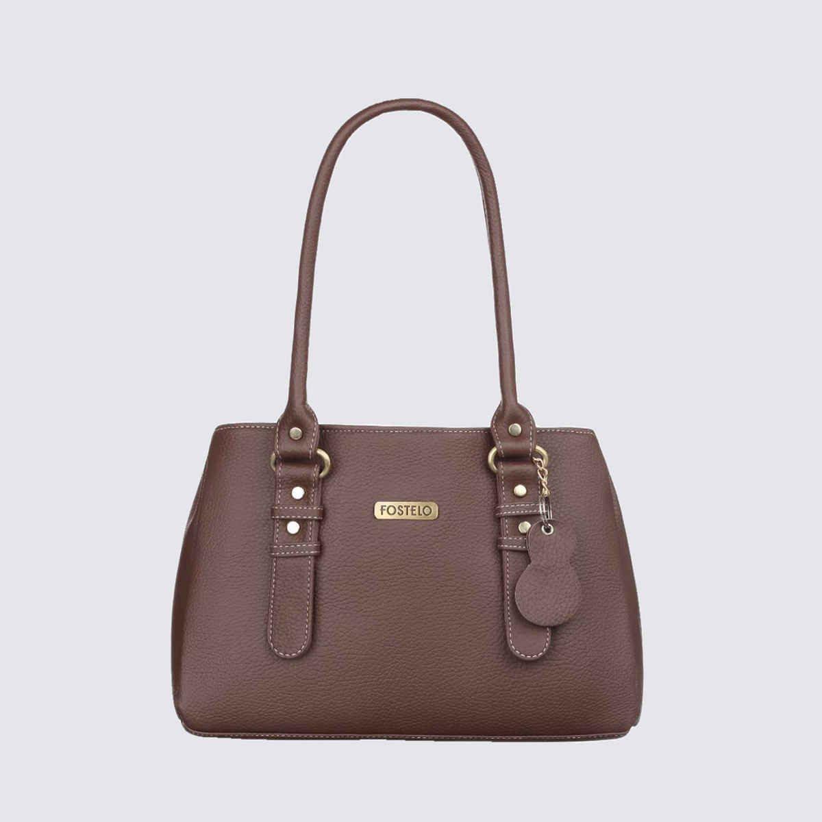 Fostelo Women's Vegan Leather River Side Handbag Shoulder Bag Ladies Purse | Brown - Large