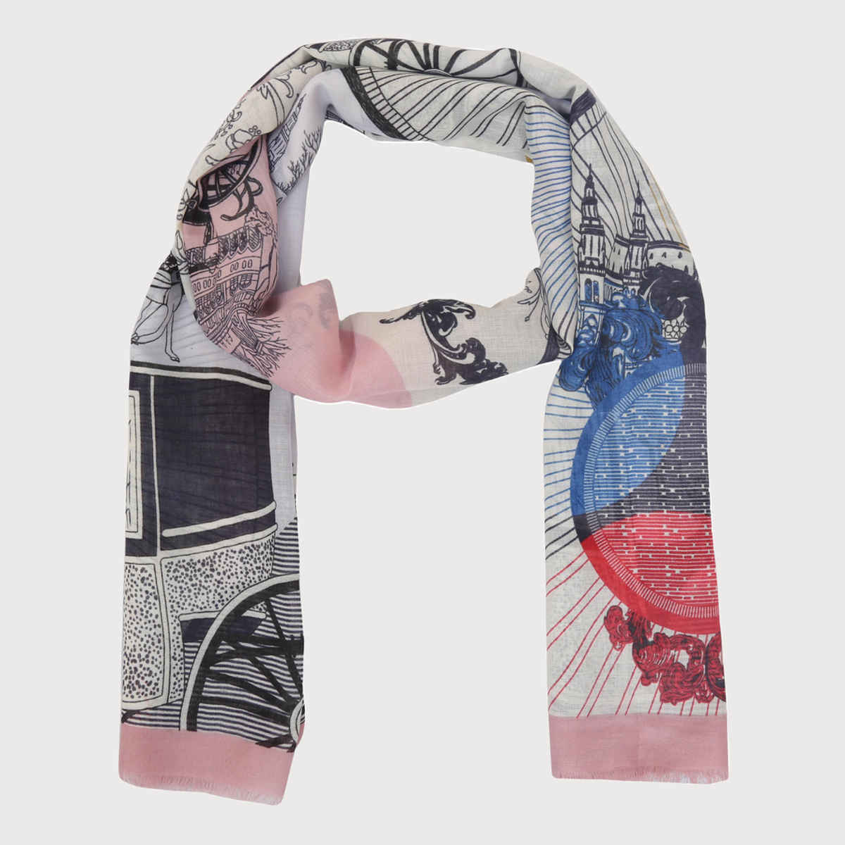 Fabseasons Women's Abstract Viscose Scarf | Pink - One Size