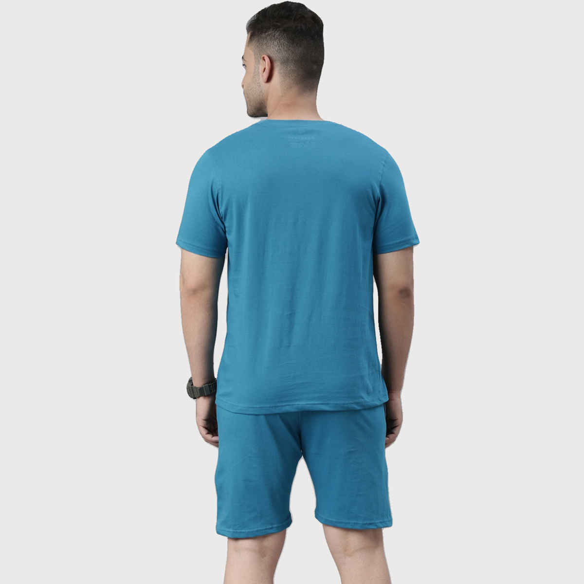 Bushirt Men's Cotton Co-ord Set | Bliss Teal Blue - M