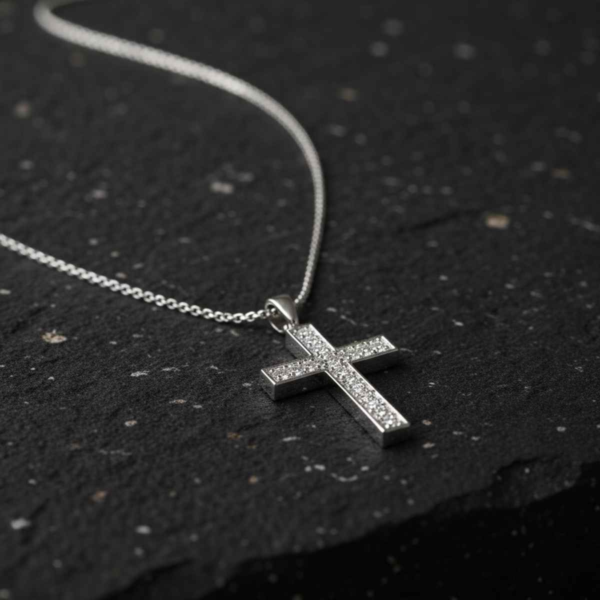 The Opal Factory Men's Jewelry Diamante Heavy Cross Pendant Chain | Necklace-090 | Silver