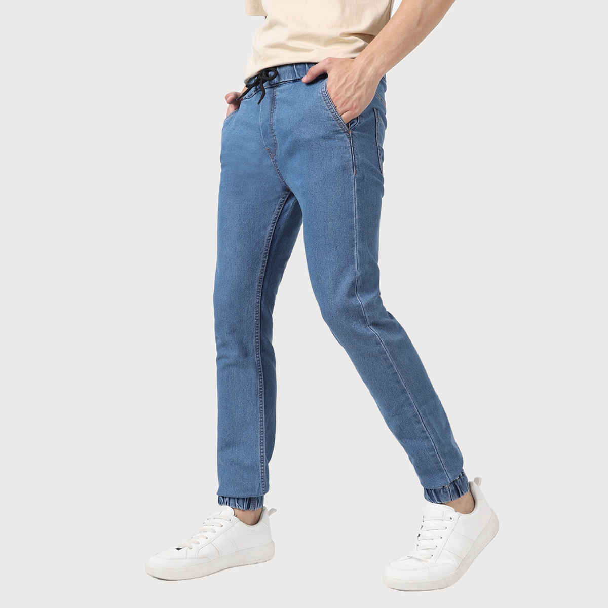Urbano Fashion Men's Jogger Jeans Slim Fit Stretch | Light Blue | 32