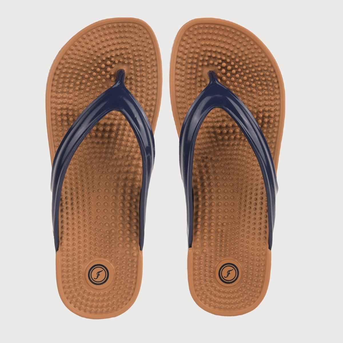 Action Women's Hran-62 Ortho Slippers | Acupressure Insole | Pain Relief Insole | Wood and Blue - UK 5