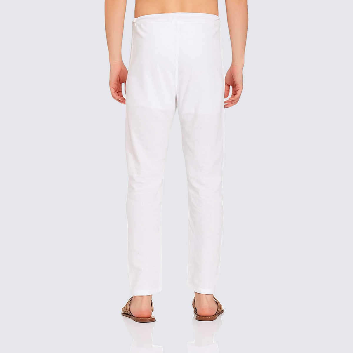 Luxrio Men's Cotton Blend Straight Fit Pyjama | White - One Size