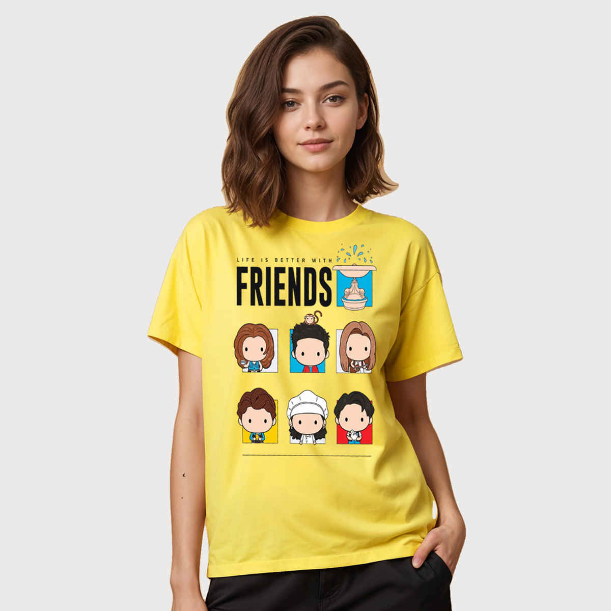 Smartees Womens Oversize Printed T-shirt | WW - 2061 | Lemon | M