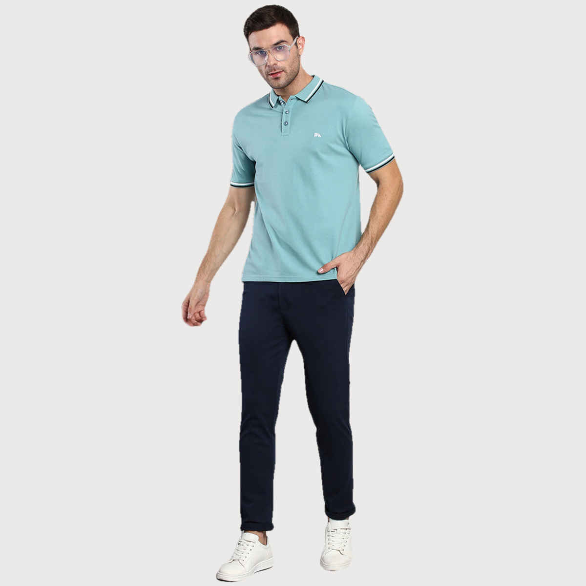 Dennis Lingo Men Tapered Fit Trousers - Navy Blue | Cotton | 32