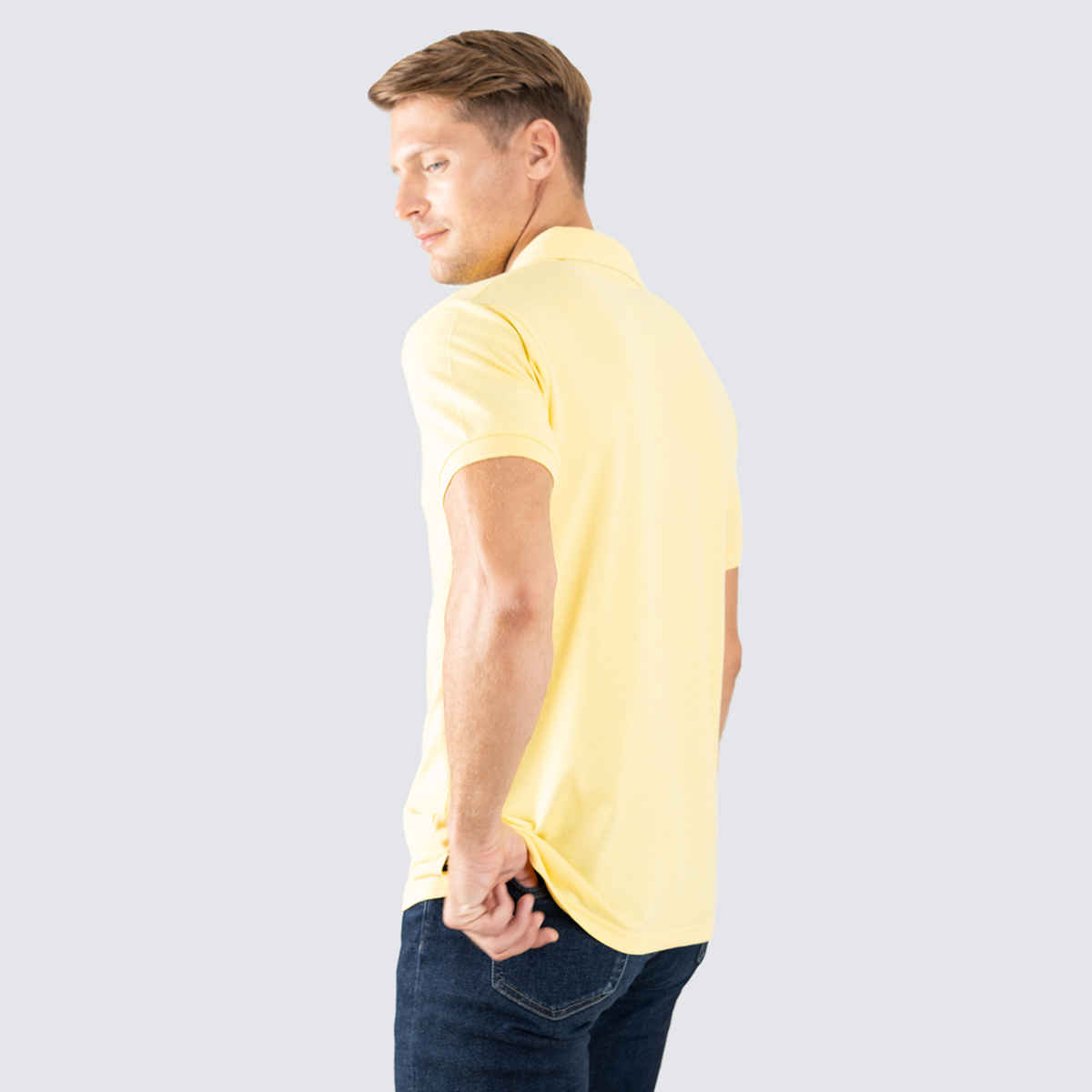 Lux Cozi Men's Cotton Polo T-Shirt, Yellow, S