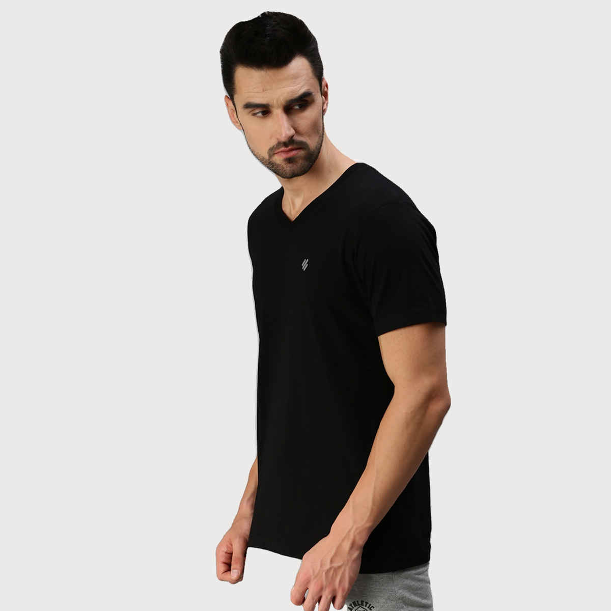 ONN Premium Men's Solid Pure Cotton V Neck T-shirts | Black | Size - S