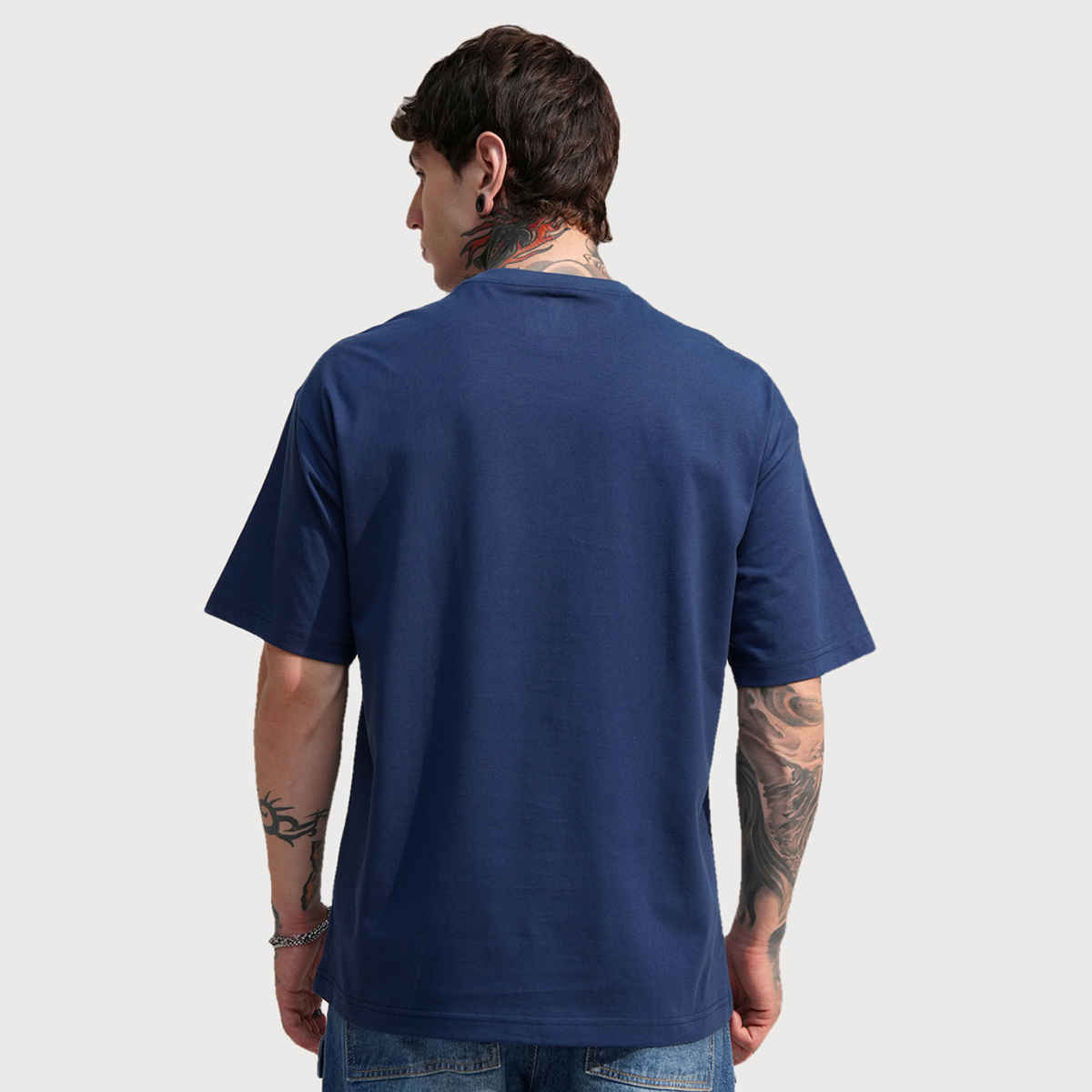 Highlander Men's Marvel Iron Man Oversized Drop Shoulder T-shirt | Navy Blue - L