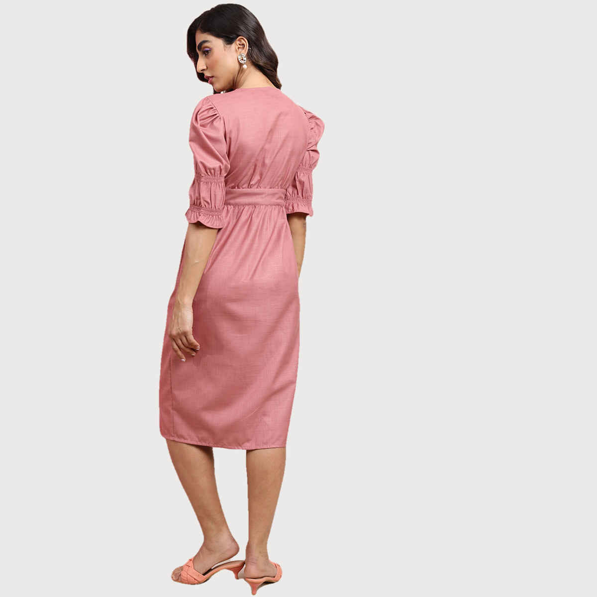 Tokyo Talkies Women's Fit and Flare Midi Dress | Dusty Pink - L
