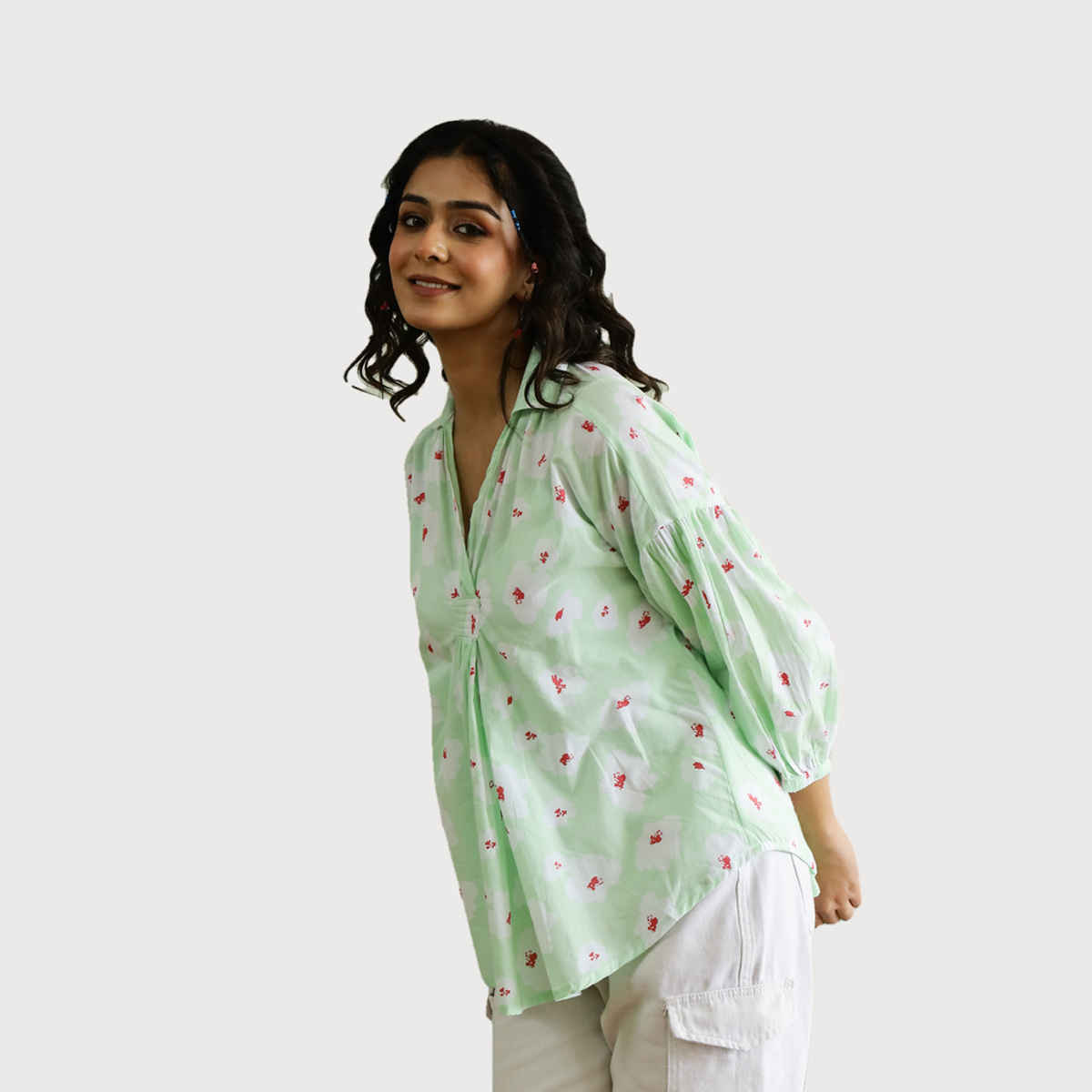 Sanskrutihomes Women's Pure Cotton Tops | RDT-35 | Green - S