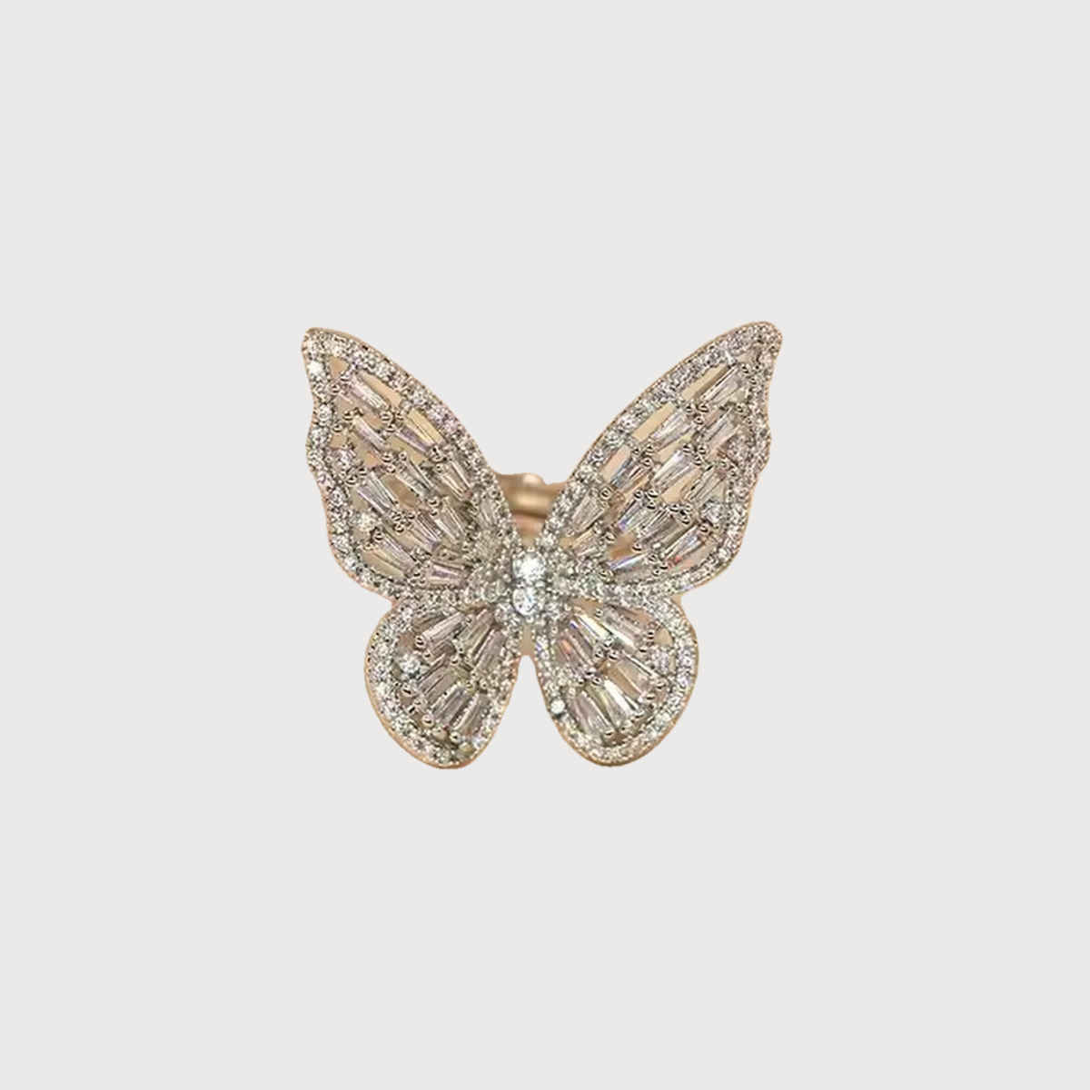 Fashion Frill Women's Butterfly Rings Silver Adjutable