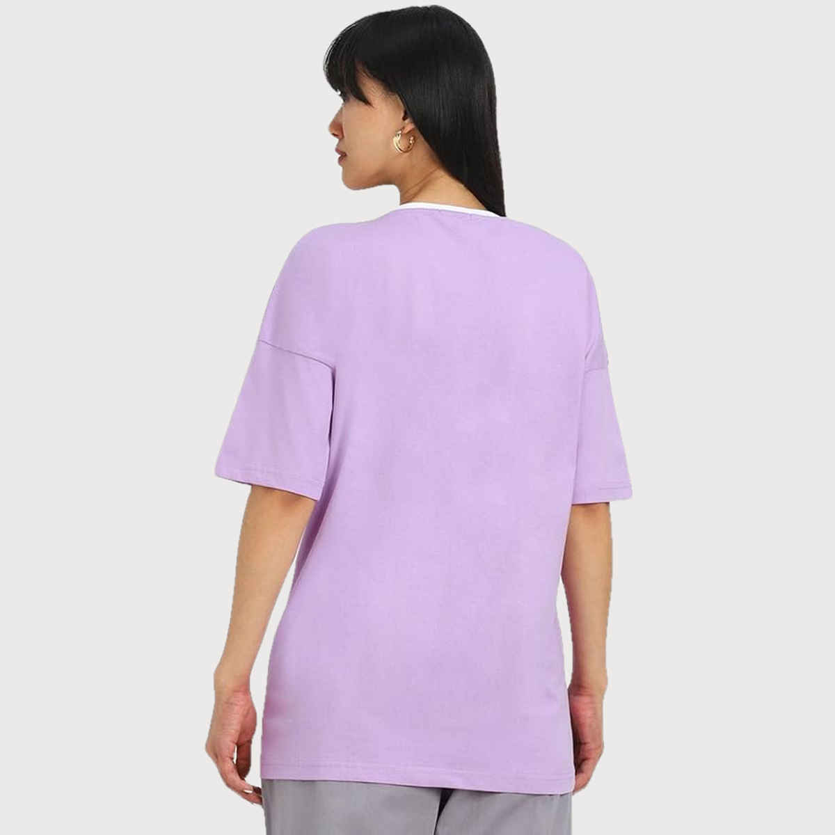 Juneberry Women T-shirt - Lilac | Graphic Print, Oversized Fit | S