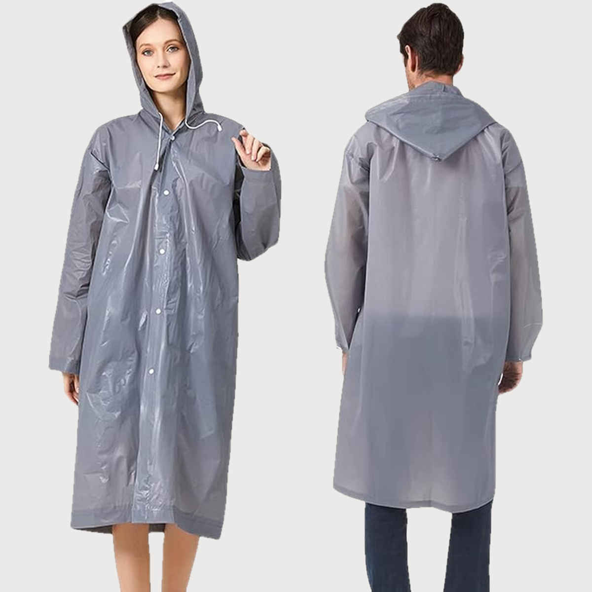 INFISPACE Adult Unisex Polyester RainCoat Poncho with Adjustable Cap and Cover Free Size Grey Color