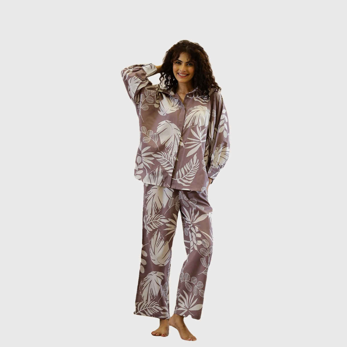 Sanskrutihomes Women Printed Lavender Night Suit SE-NSP-753 | M