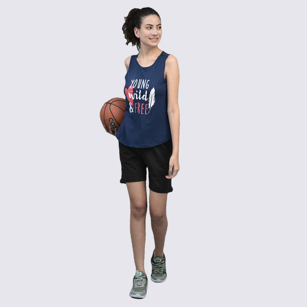 Dollar Women's Printed Premium Cotton Tank Top | Navy | L