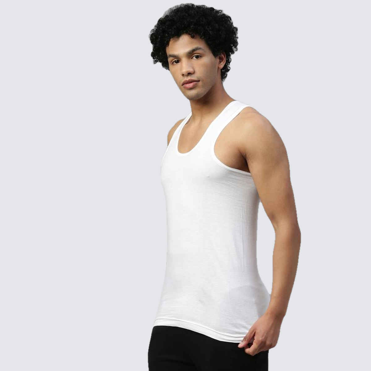Dixcy Scott Originals Men's Round Neck Sleeveless Modern Fit Solid Vest (White-Pack Of 2)