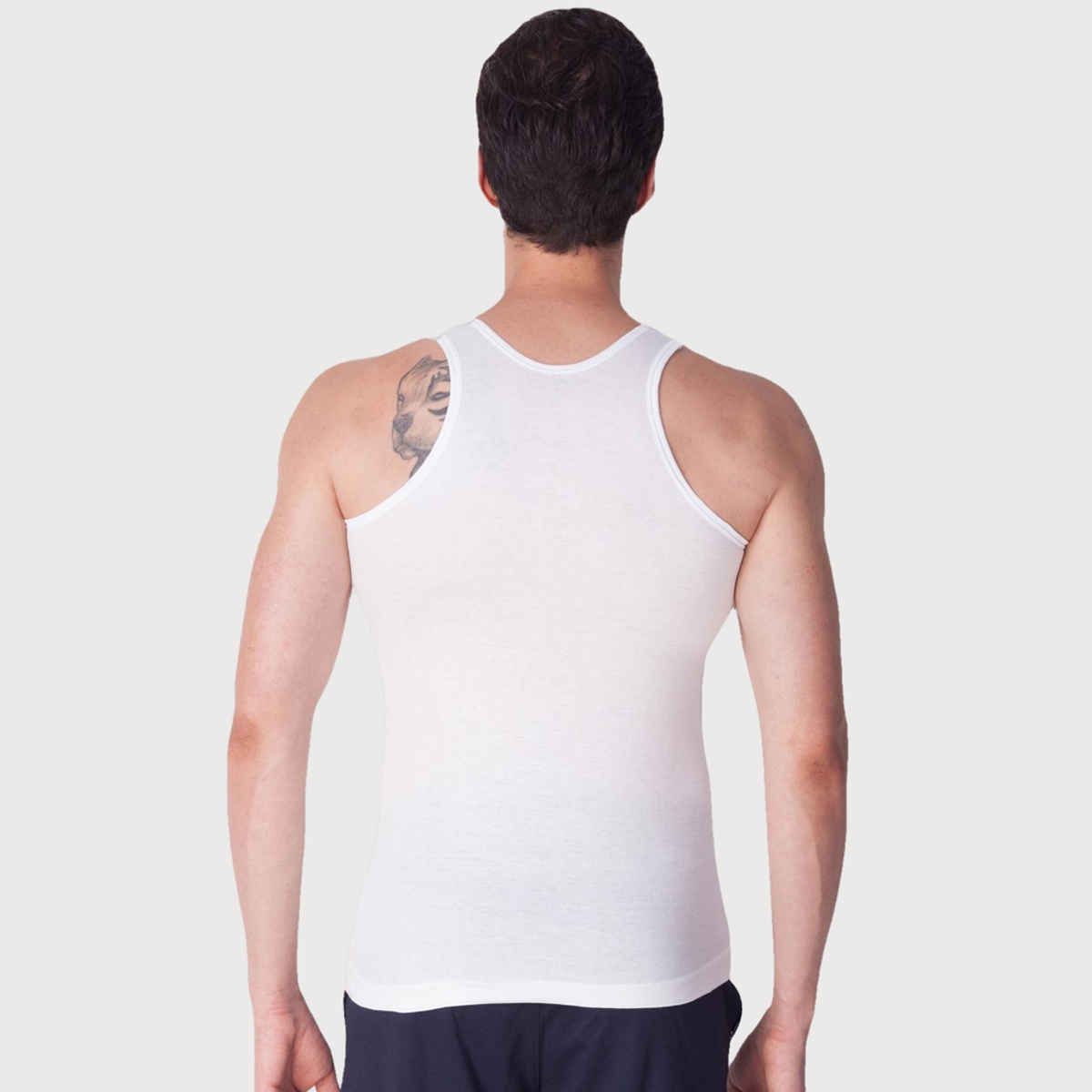 Lux Venus Super Combed Cotton Ribbed Round Neck Sleeveless Vest for Men, White, 100 - Pack Of 3