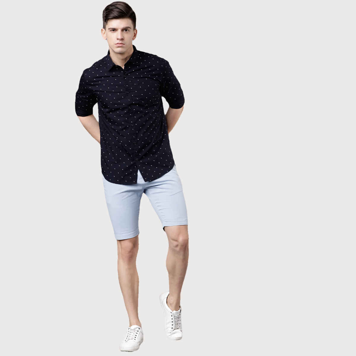 HIGHLANDER Men's Slim Fit Chino Shorts | Blue - 32