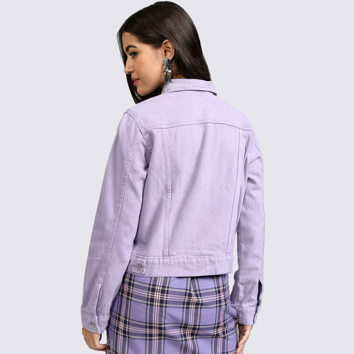 Tokyo Talkies Women's Solid Denim Jacket | Violet - XL