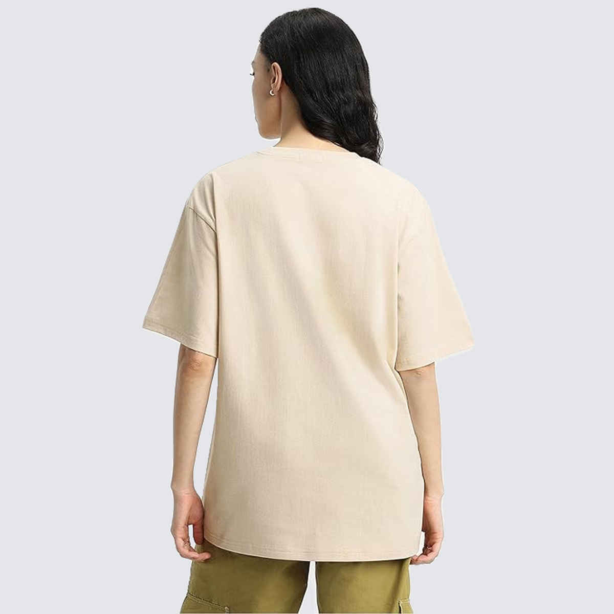 Juneberry Swanwhite Oversized Fit Round Neck T-shirt for Women - XL