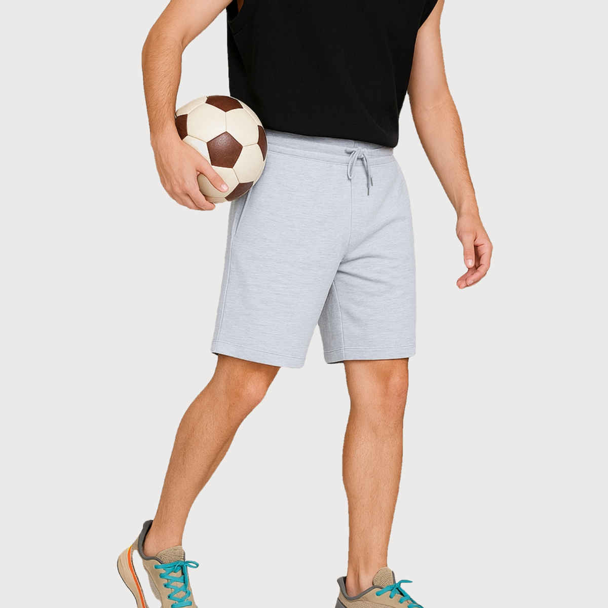 EQL Men's Pure Cotton Shorts | Light Grey Melange - M