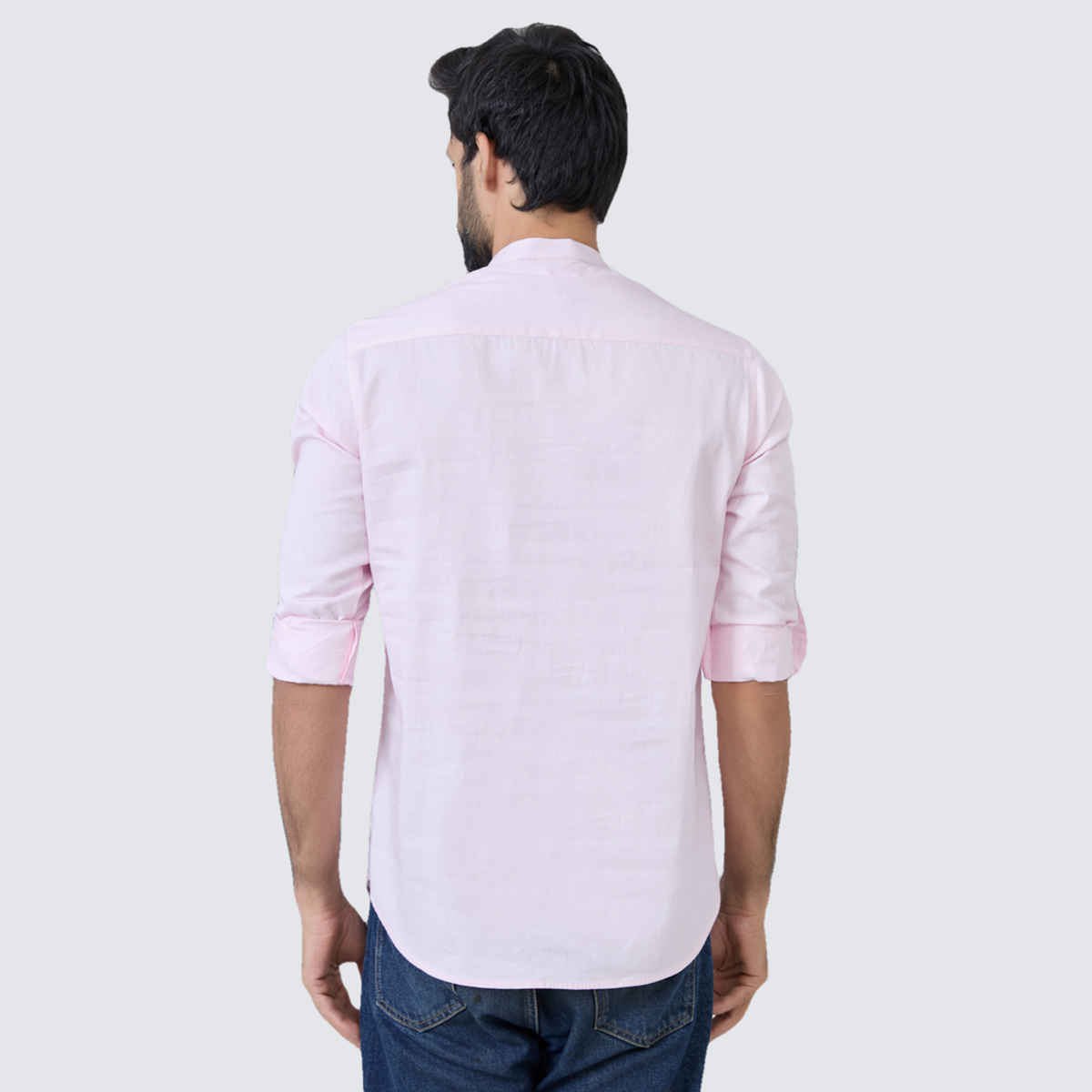 See Designs Men's Solid Cotton Short Kurta | Pink - L