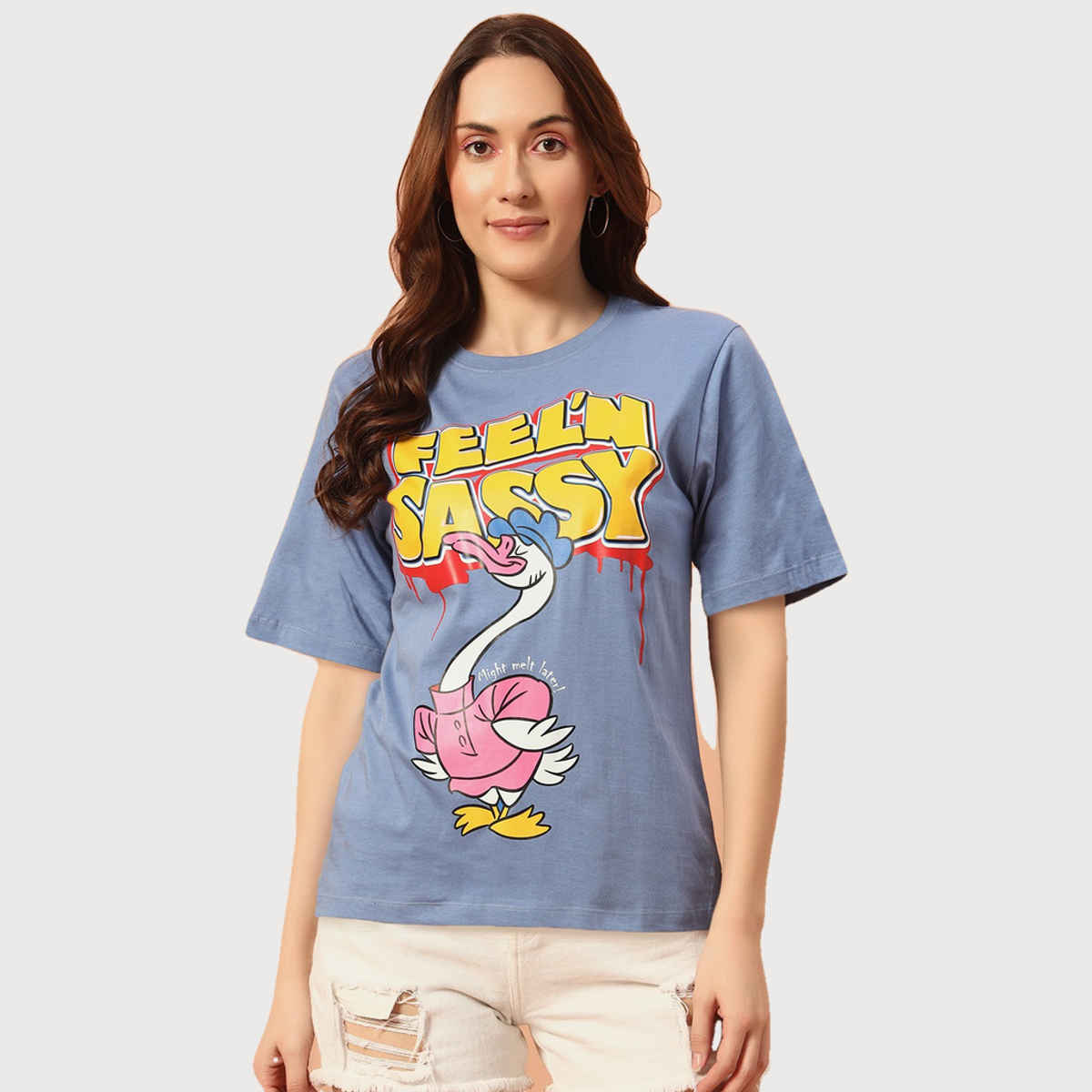 The Dry State Women's Bleached Denim T-shirts WTSH | 1778A | M